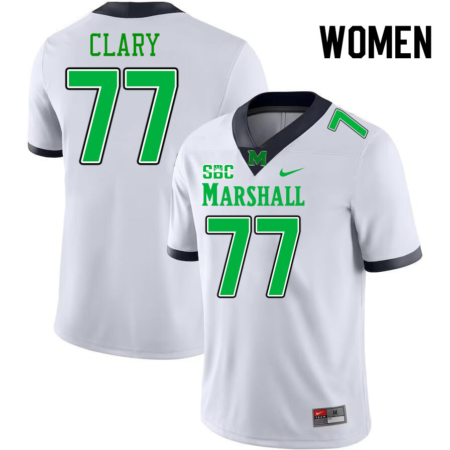 Women #77 Isaac Clary Marshall Thundering Herd SBC Conference College Football Jerseys Stitched-Whit
